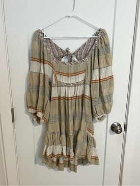 Free People Striped Beige and Orange Women's Dress